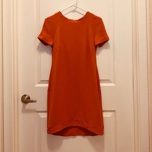 Topshop hi low shift dress - bright burnt orange (6)
